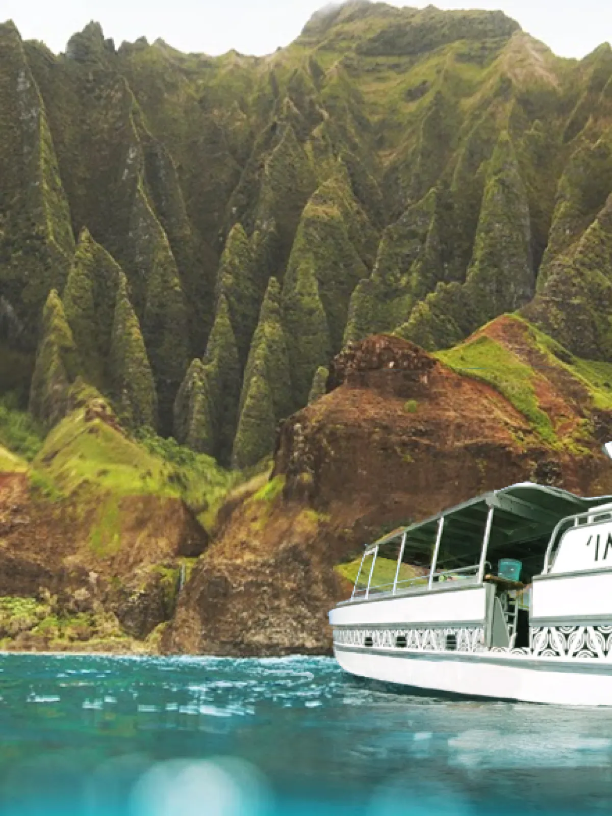 a boat sitting on top of a mountain