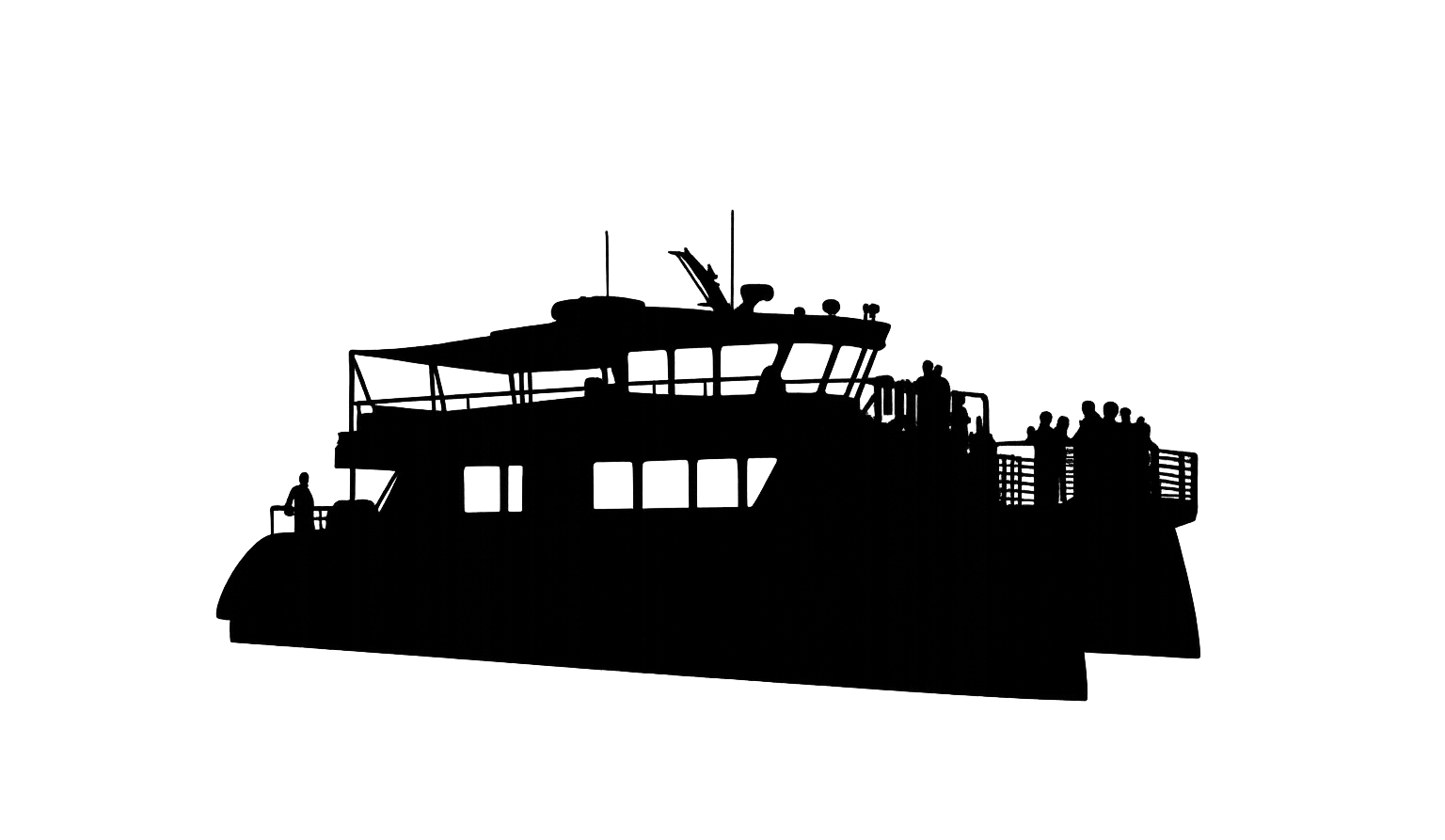 Lady Kailani vector Silhouette of a passenger boat with people on deck against a plain background.