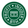 Green circle logo with 'Profit Insider Hub' and a money icon in the center.